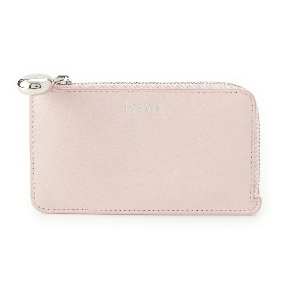 Loewe Leather Pebble Card Case Wallet Coin Purse Pink
